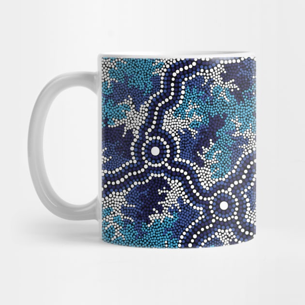 Aboriginal Art - Wetland Dreaming Blue by hogartharts